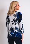Leon Collection Floral Fine Knit Jumper, Blue Multi