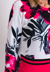 Leon Collection Floral Fine Knit Jumper, Pink Multi