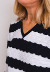 Leon Collection Striped Textured Jumper, Navy & White