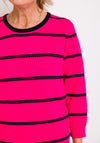 Leon Collection Embossed Stripe Jumper, Deep Pink