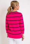 Leon Collection Embossed Stripe Jumper, Deep Pink
