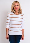Leon Collection Embossed Stripe Jumper, White & Tan