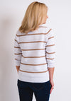 Leon Collection Embossed Stripe Jumper, White & Tan