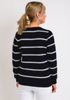 Leon Collection Embossed Stripe V-Neck Jumper, Navy