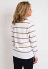 Leon Collection Embossed Stripe V-Neck Jumper, White