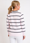 Leon Collection Embossed Stripe V-Neck Jumper, Pink