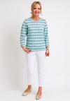 Leon Collection Stitch Print Fine Knit Jumper, Blue