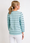 Leon Collection Stitch Print Fine Knit Jumper, Blue