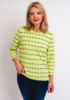 Leon Collection Stitch Print Fine Knit Jumper, Lime Green