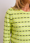 Leon Collection Stitch Print Fine Knit Jumper, Lime Green