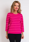 Leon Collection Stitch Print Fine Knit Jumper, Pink