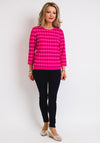 Leon Collection Stitch Print Fine Knit Jumper, Pink