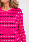 Leon Collection Stitch Print Fine Knit Jumper, Pink