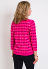 Leon Collection Stitch Print Fine Knit Jumper, Pink