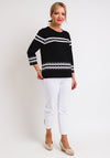 Leon Collection Stitch & Stripe Print Jumper, Black