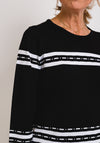 Leon Collection Stitch & Stripe Print Jumper, Black