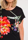 Leon Collection Blooming Flowers Print T-Shirt, Black Multi
