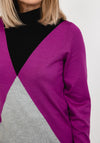 Micha Cross Panel Knit Jumper, Purple Multi