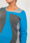 Micha Abstract Print Fine Knit Pullover, Blue Multi