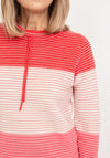 Micha Ribbed Drawstring Neck Pullover, Pink Multi