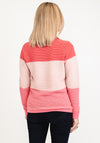 Micha Ribbed Drawstring Neck Pullover, Pink Multi