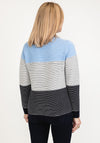 Micha Ribbed Drawstring Neck Pullover, Blue Multi