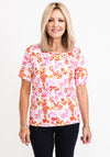Micha Floral Round Neck T-Shirt, Pink Multi