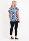 Micha Floral Round Zip Neck T-Shirt, Blue Multi