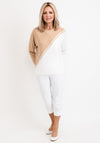 Micha Fine Knit Geometric Sweater, White Multi