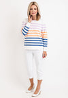 Micha Fine Knit Striped Sweater, White Multi