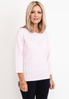 Micha Embroidered Three Quarter Sleeve Sweater, Pink