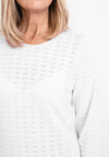 Micha Embroidered Three Quarter Sleeve Sweater, White