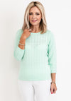 Micha Embroidered Three Quarter Sleeve Sweater, Aquamarine