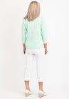 Micha Embroidered Three Quarter Sleeve Sweater, Aquamarine