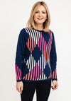 Micha Striped Diamonds Knit Jumper, Navy Multi