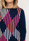 Micha Striped Diamonds Knit Jumper, Navy Multi