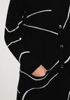 Micha Line Pattern Long Knit Cardigan, Black