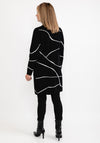 Micha Line Pattern Long Knit Cardigan, Black