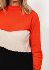 Micha Colour Block Fine Knit Dress, Orange Multi