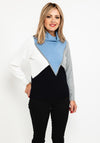 Micha Cowl Neck Colour Block Sweater, Blue Multi