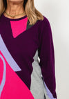 Micha Abstract Colour Block Sweater, Purple Multi