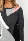 Micha Abstract Colour Block Sweater, Grey Multi