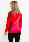 Micha Roll Neck Colour Block Sweater, Red Multi