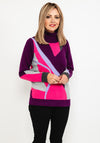 Micha Roll Neck Colour Block Sweater, Purple Multi