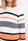 Micha Round Neck Striped Knit Jumper, Orange Multi