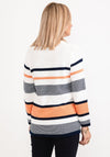 Micha Round Neck Striped Knit Jumper, Orange Multi
