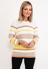 Micha Round Neck Striped Knit Jumper, Yellow Multi