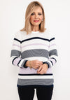 Micha Round Neck Striped Knit Jumper, Purple Multi
