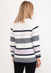 Micha Round Neck Striped Knit Jumper, Purple Multi
