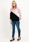 Micha Fine Knit Geometric Sweater, Pink Multi